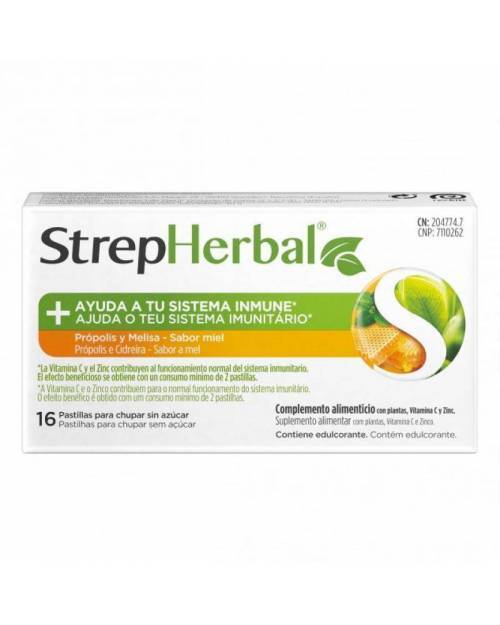 STREPHERBAL 16 PASTILLAS SABOR MIEL