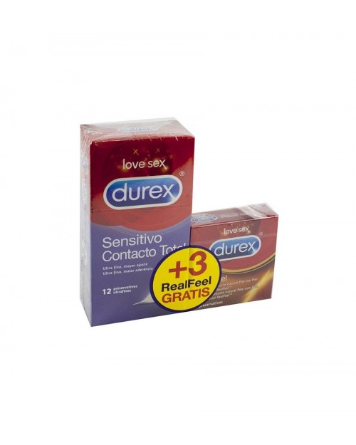 PRESERVATIVOS DUREX CONTACTO TOTAL 12U + REALFEEL 3U